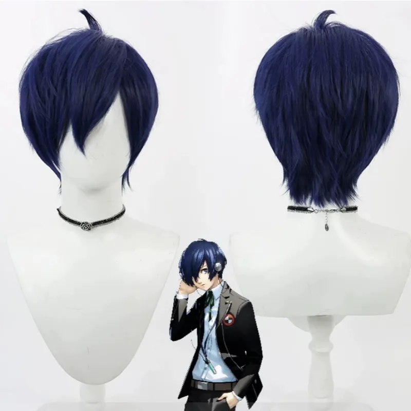 L-email Wig Persona 3 Makoto Yuki Dark Blue Halloween Cosplay Wig sold by Lemail wig