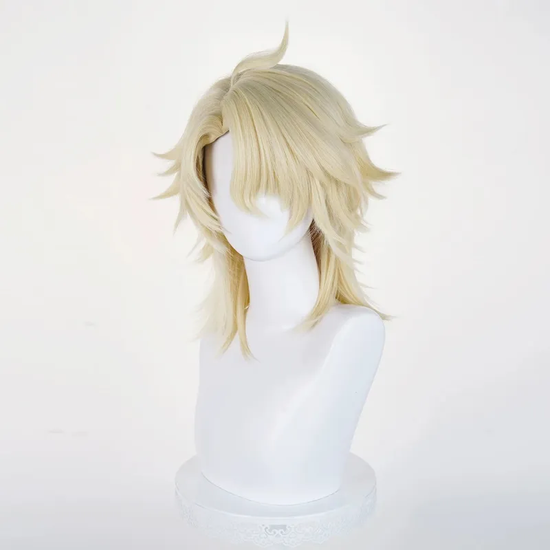 L-email Wig Genshin Impact Varka Gold 35cm Halloween Cosplay Wig sold by Lemail wig product image thumbnail 3