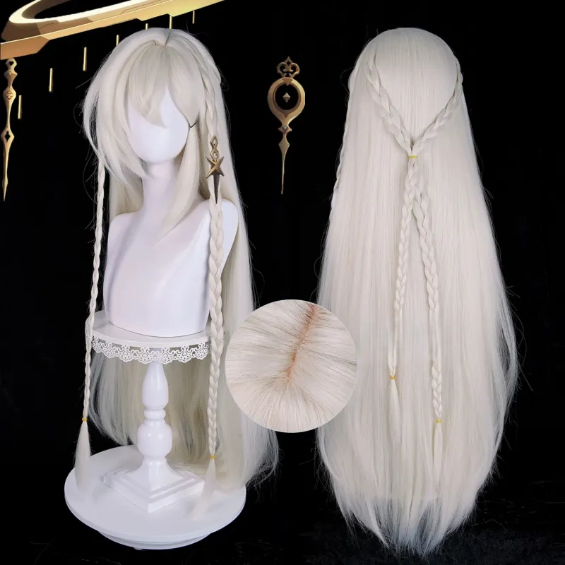 L-email Wig Genshin Impact Istaroth Gray-gold 98cm Halloween Cosplay Wig sold by Lemail wig