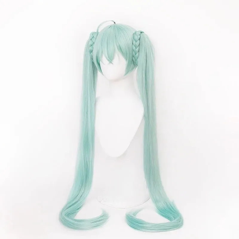 L-email Wig Hatsune Miku Noodle Stopper 110cm Double Braids Cosplay Wig sold by Lemail wig product image thumbnail 2