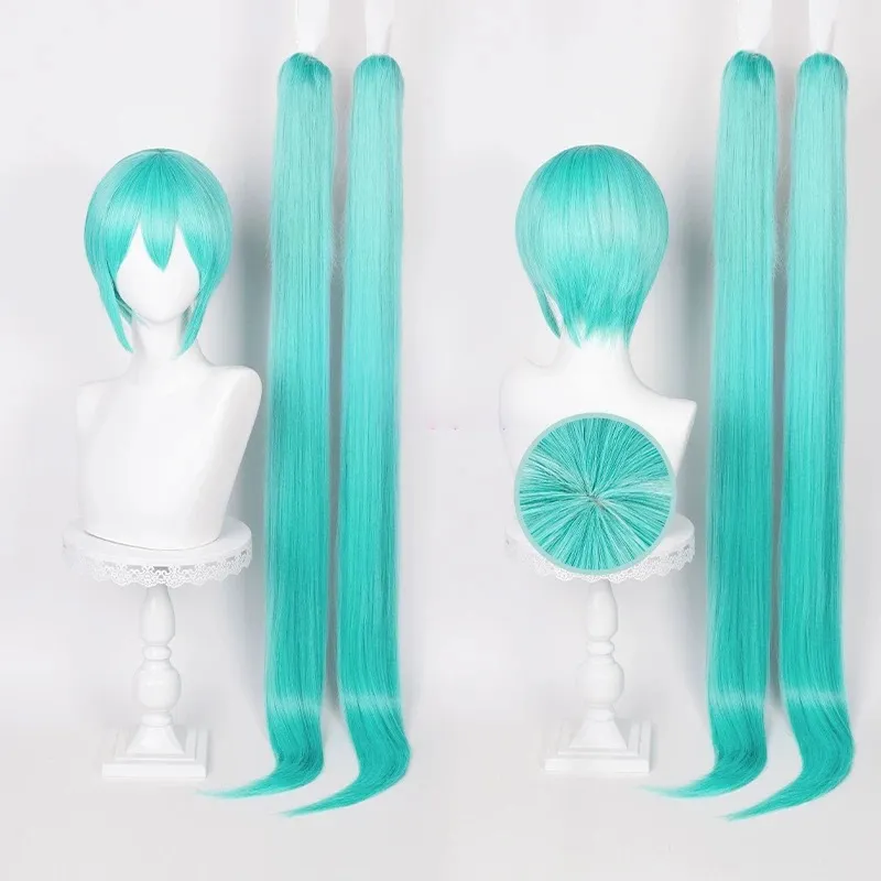 L-email Wig Hatsune Miku Blue Green 115cm Double Braids Cosplay Wig sold by Lemail wig product image thumbnail 2