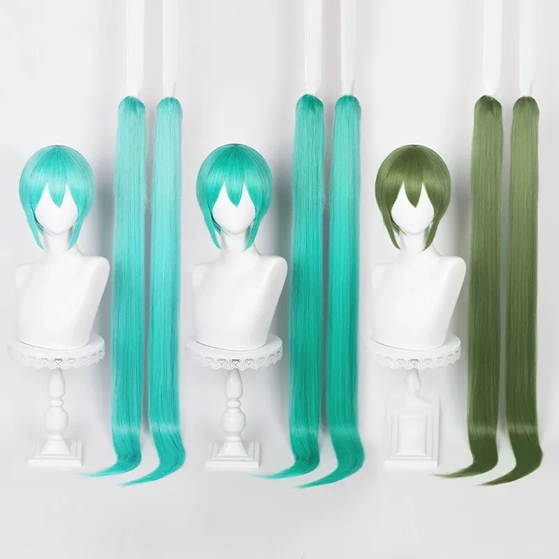 L-email Wig Hatsune Miku Blue Green 115cm Double Braids Cosplay Wig sold by Lemail wig