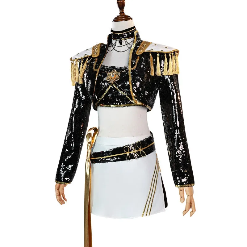 L-email Wig Kpop Demon Hunter Mira Black Gold Outfit Halloween Cosplay Costume sold by Lemail wig