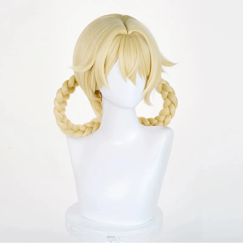 L-email Wig Genshin Impact Jahoda Gold Double Braids Halloween Cosplay Wig sold by Lemail wig product image thumbnail 3