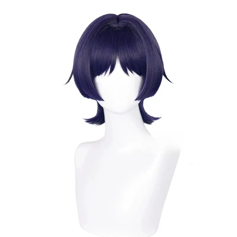 L-email Wig Genshin Impact Wanderer Blue Purple 35cm Halloween Cosplay Costume sold by Lemail wig product image thumbnail 2