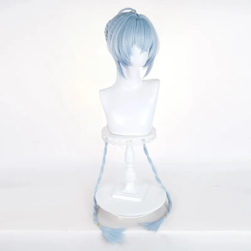 L-email Wig Zenless Zone Zero Lucia Light Blue Long Double Braids Halloween Cosplay Wig sold by Lemail wig product image thumbnail 3