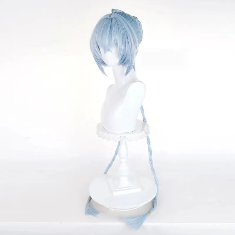 L-email Wig Zenless Zone Zero Lucia Light Blue Long Double Braids Halloween Cosplay Wig sold by Lemail wig product image thumbnail 4