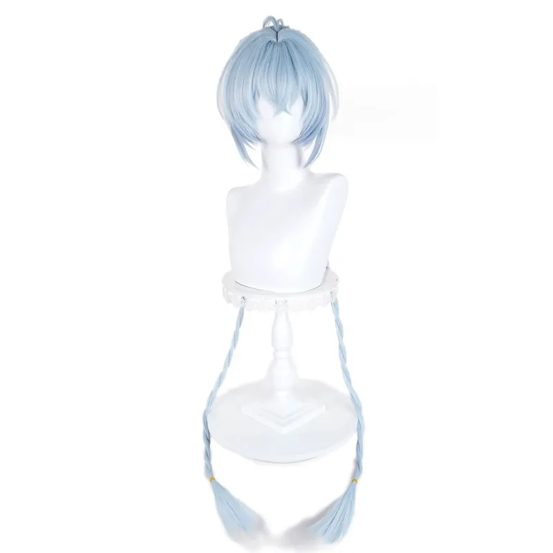 L-email Wig Zenless Zone Zero Lucia Light Blue Long Double Braids Halloween Cosplay Wig sold by Lemail wig product image thumbnail 2