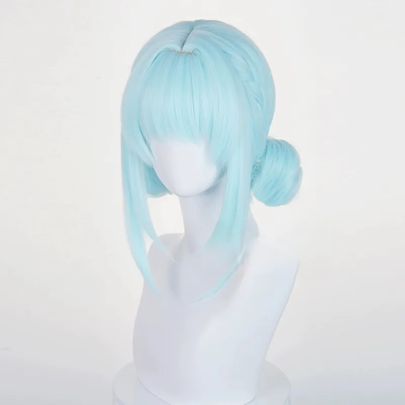 L-email Wig Genshin Impact Ineffa Light Blue 30cm Short Halloween Cosplay Wig sold by Lemail wig product image thumbnail 4