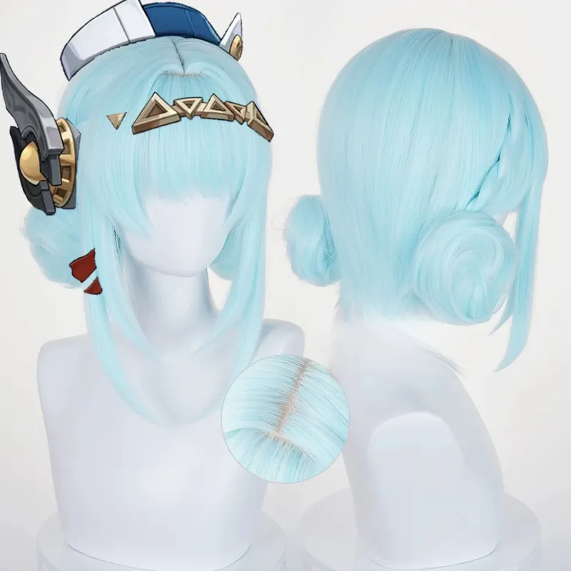 L-email Wig Genshin Impact Ineffa Light Blue 30cm Short Halloween Cosplay Wig sold by Lemail wig