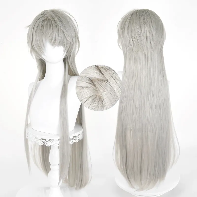 L-email Wig Love and Deepspace Xavier Grey 90cm Long Straight Halloween Cosplay Wig sold by Lemail wig product image thumbnail 3