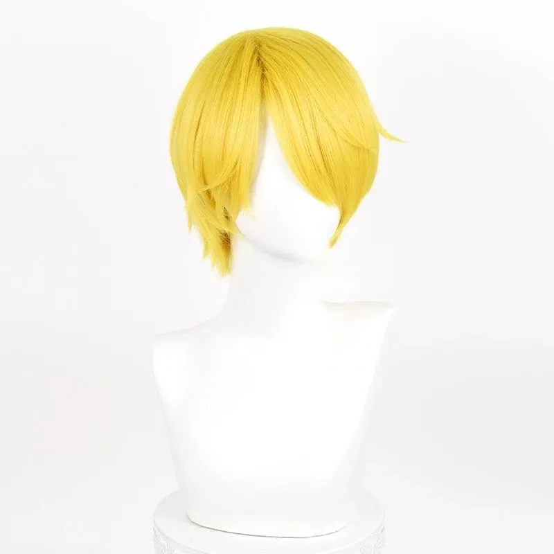 L-email Wig ONE PIECE Vinsmoke Sanji Golden Yellow 30cm Halloween Cosplay Wig sold by Lemail wig product image thumbnail 3