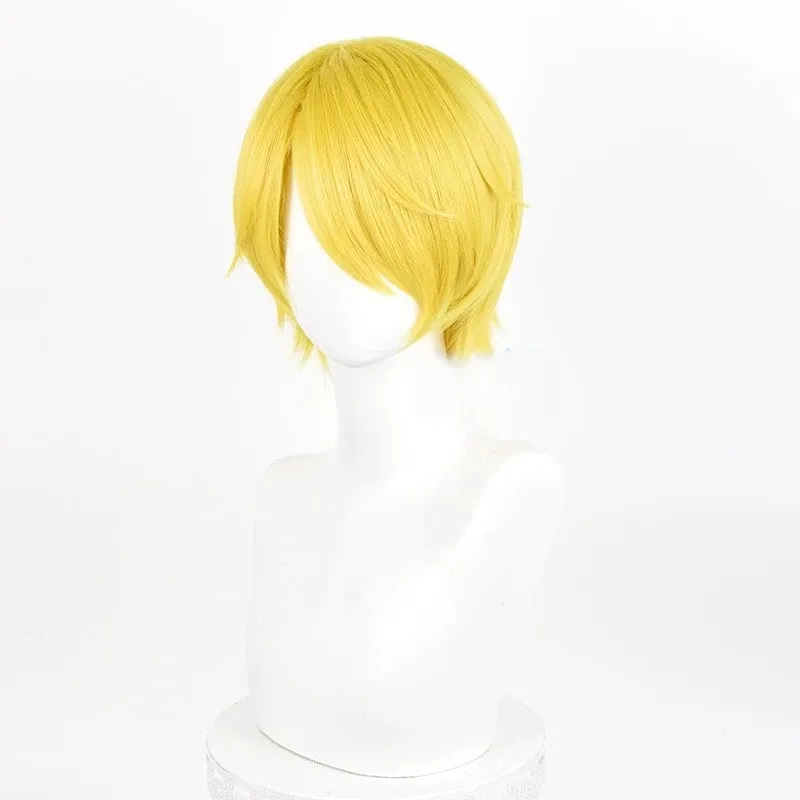 L-email Wig ONE PIECE Vinsmoke Sanji Golden Yellow 30cm Halloween Cosplay Wig sold by Lemail wig product image thumbnail 4