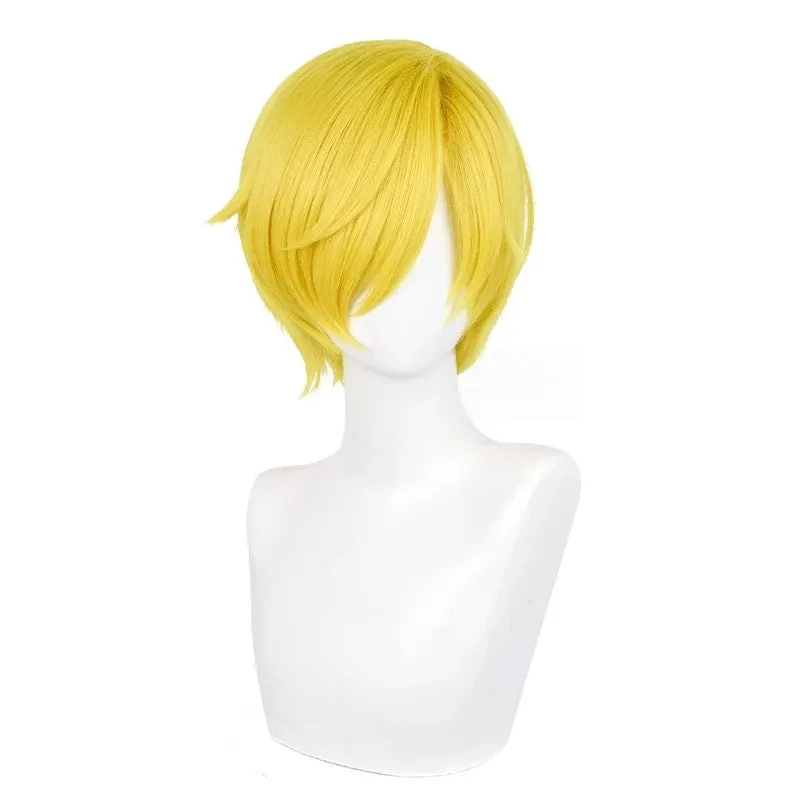 L-email Wig ONE PIECE Vinsmoke Sanji Golden Yellow 30cm Halloween Cosplay Wig sold by Lemail wig product image thumbnail 2