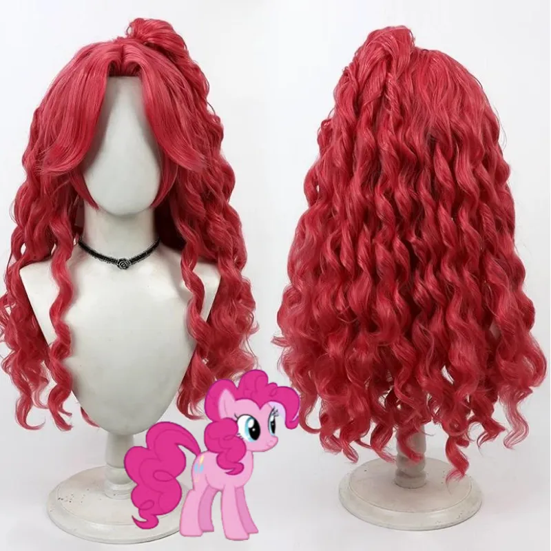 L-email Wig My Little Pony Pinkie Pie Red Curls 65cm Halloween Cosplay Wig sold by Lemail wig