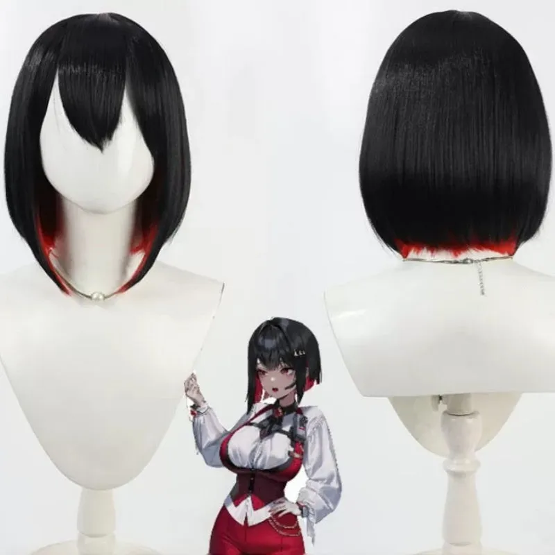 L-email Wig Goddess of Victory: Nikke Rouge Black Red Short Halloween Cosplay Wig sold by Lemail wig
