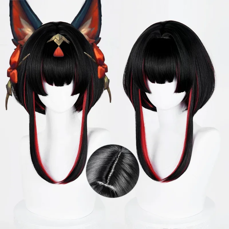 【48HR SHIP】L-email Wig League of Legends Ahri Black Red 40cm Cosplay Wig sold by Lemail wig