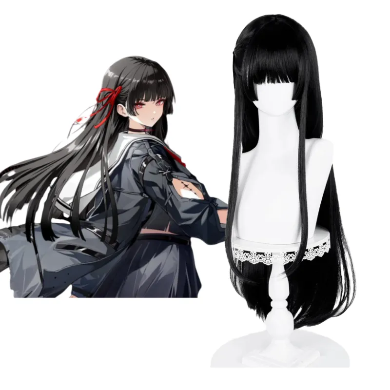 L-email Wig Wuthering Waves Chisa Black 85cm Long Straight Halloween Cosplay Wig sold by Lemail wig