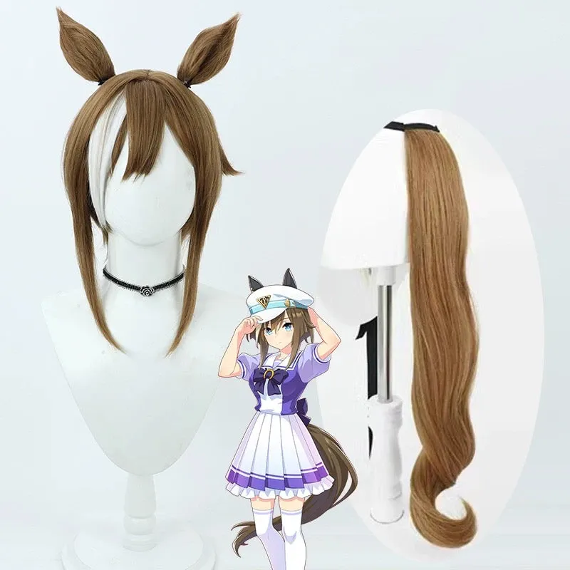 L-email Wig Umamusume: Pretty Derby Cheval Gran Brown 35cm Halloween Cosplay Wig sold by Lemail wig
