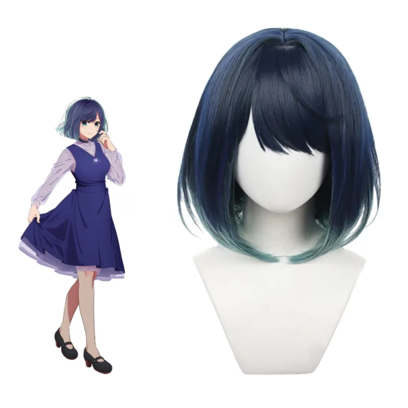 L-email Wig Oshi no Ko Akane Kurokawa Blue Green Shorts Cosplay Wig sold by Lemail wig