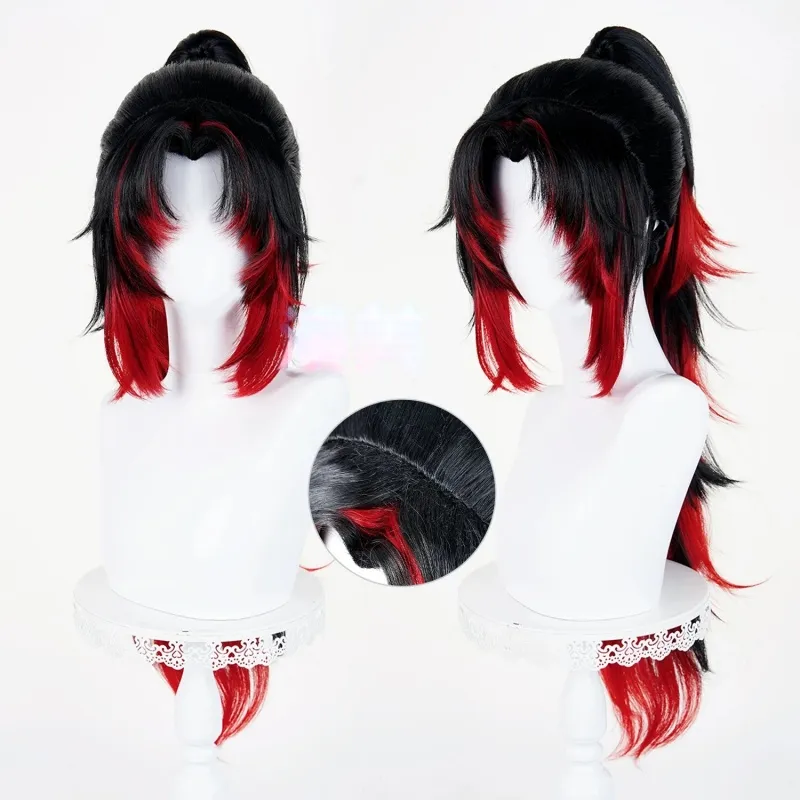 L-email Wig Michikatsu Tsugikuni Black Red Cosplay Wig sold by Lemail wig product image thumbnail 2