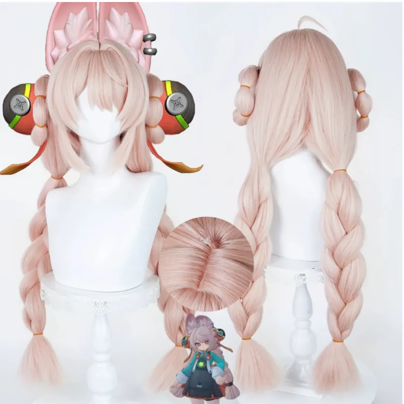 L-email Wig Zenless Zone Zero Zhao Pink 85cm Double Braids Cosplay Wig sold by Lemail wig
