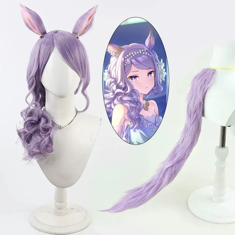 L-email Wig Umamusume: Pretty Derby Mejiro McQueen Purple Curly 50cm Cosplay Wig sold by Lemail wig product image thumbnail 3