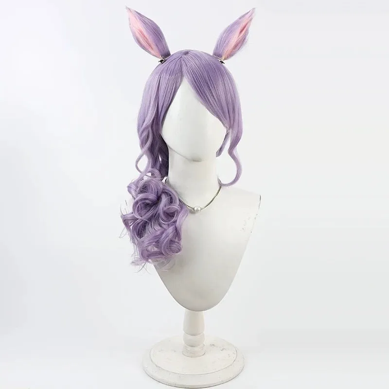 L-email Wig Umamusume: Pretty Derby Mejiro McQueen Purple Curly 50cm Cosplay Wig sold by Lemail wig product image thumbnail 4