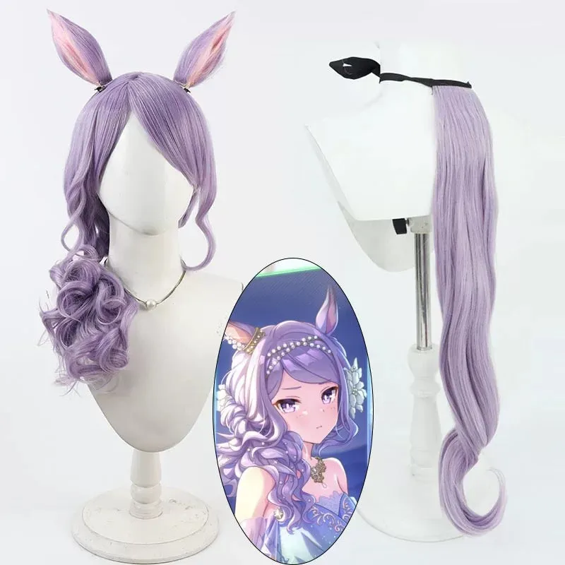 L-email Wig Umamusume: Pretty Derby Mejiro McQueen Purple Curly 50cm Cosplay Wig sold by Lemail wig product image thumbnail 2