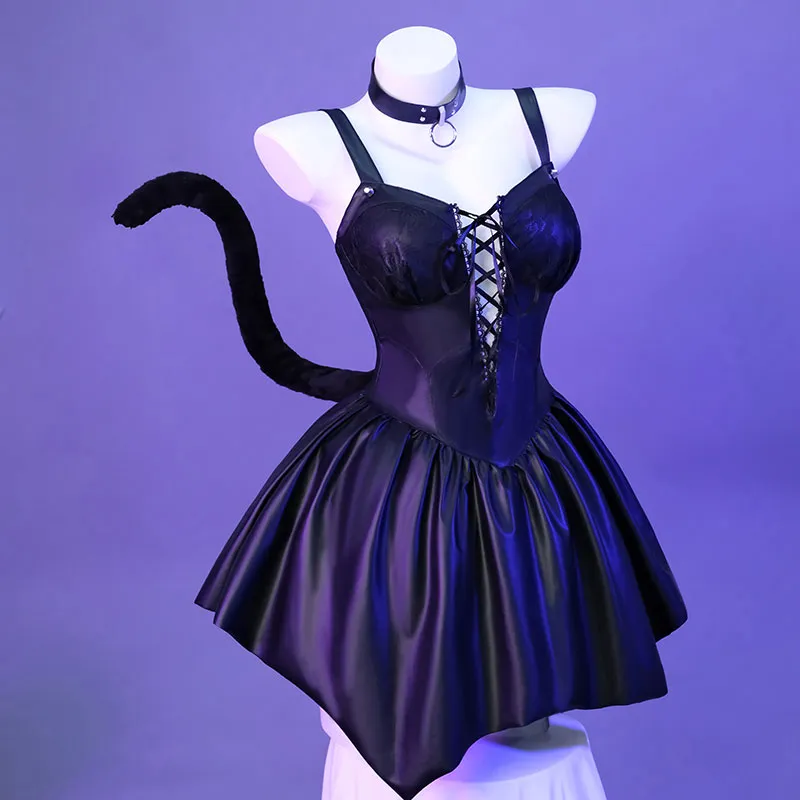 【48HR SHIP】L-email Wig Cat Girl Dress Black Sexy Cosplay Costume sold by Lemail wig product image thumbnail 3