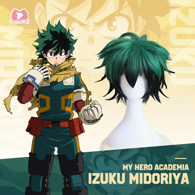 L-email Wig Izuku Midoriya Green Short Cosplay Wig made by Lemail wig