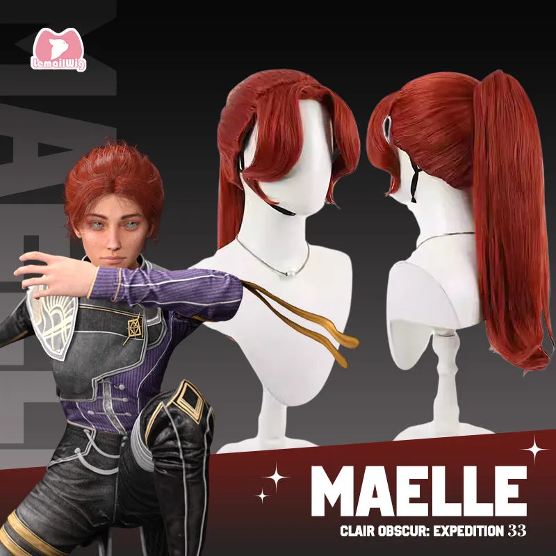 L-email Wig Clair Obscur: Expedition 33 Maelle Red Cosplay Wig made by Lemail wig