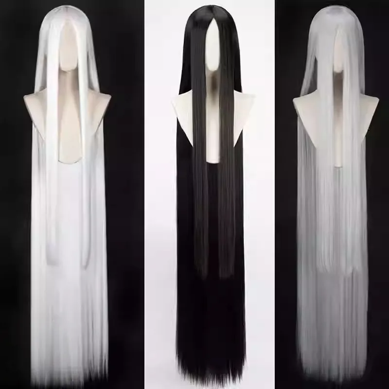 L-email Wig General Black White Silver 150cm Long Straight Cosplay Wig sold by Lemail wig