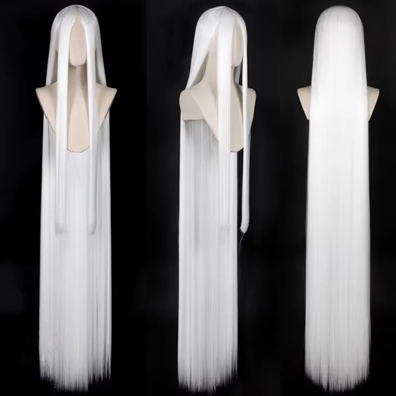 L-email Wig General Black White Silver 150cm Long Straight Cosplay Wig sold by Lemail wig product image thumbnail 2