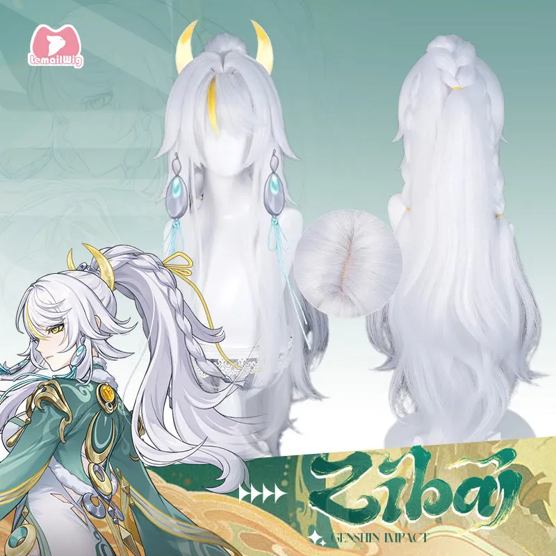 L-email Wig Genshin Impact Zibai White Cosplay Wig made by Lemail wig