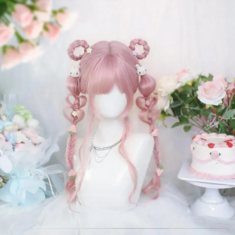 L-email Wig Daily Casual Long Synthetic Hair Fashion Pink Lolita Wig made by Lemail wig