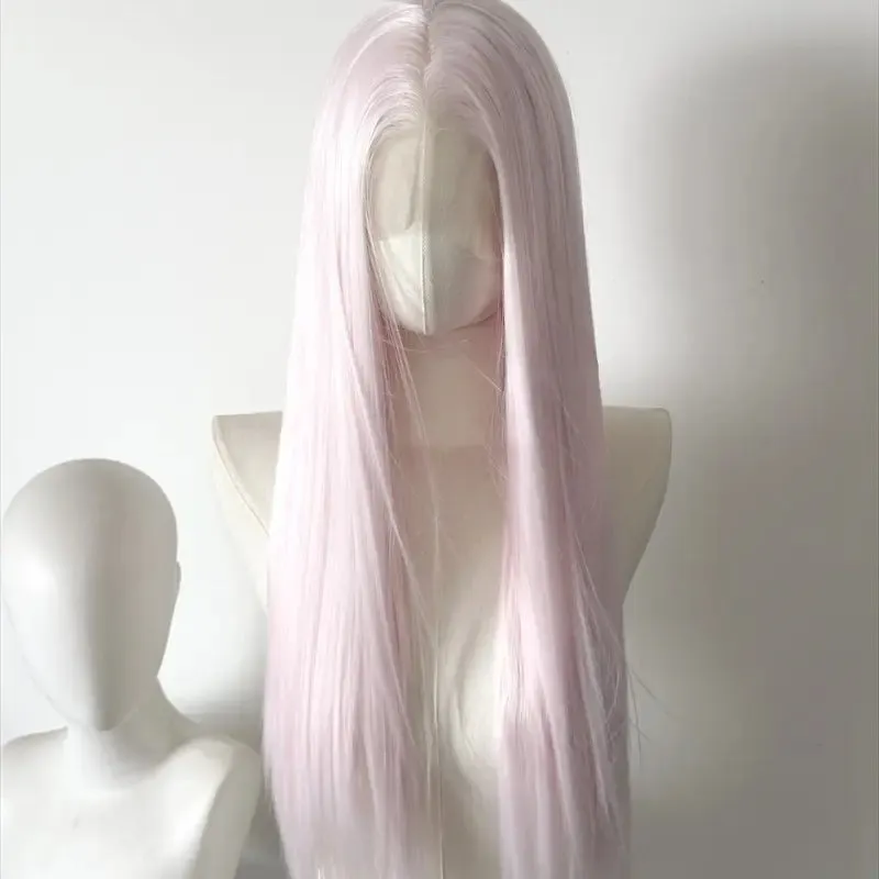 L-email Wig 80cm Pale Cream Pink Large Front Lace Wig made by Lemail wig