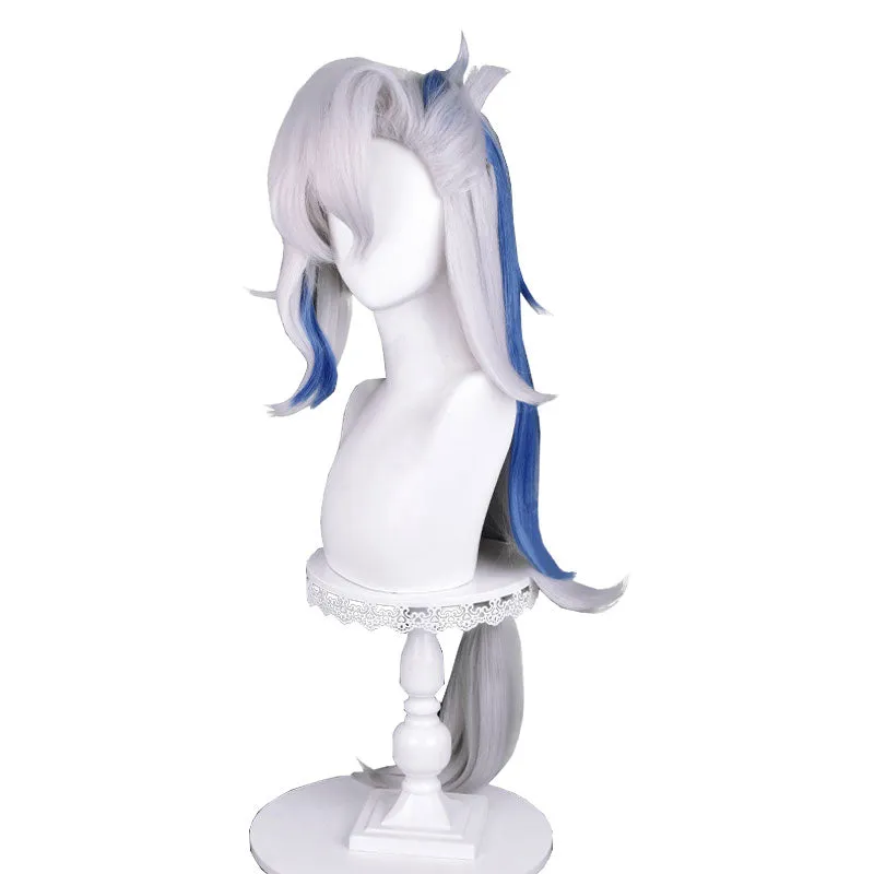 Genshin Impact Fontaine Neuvillette Grey Mixed Blue Cosplay Wig sold by Lemail wig product image thumbnail 3
