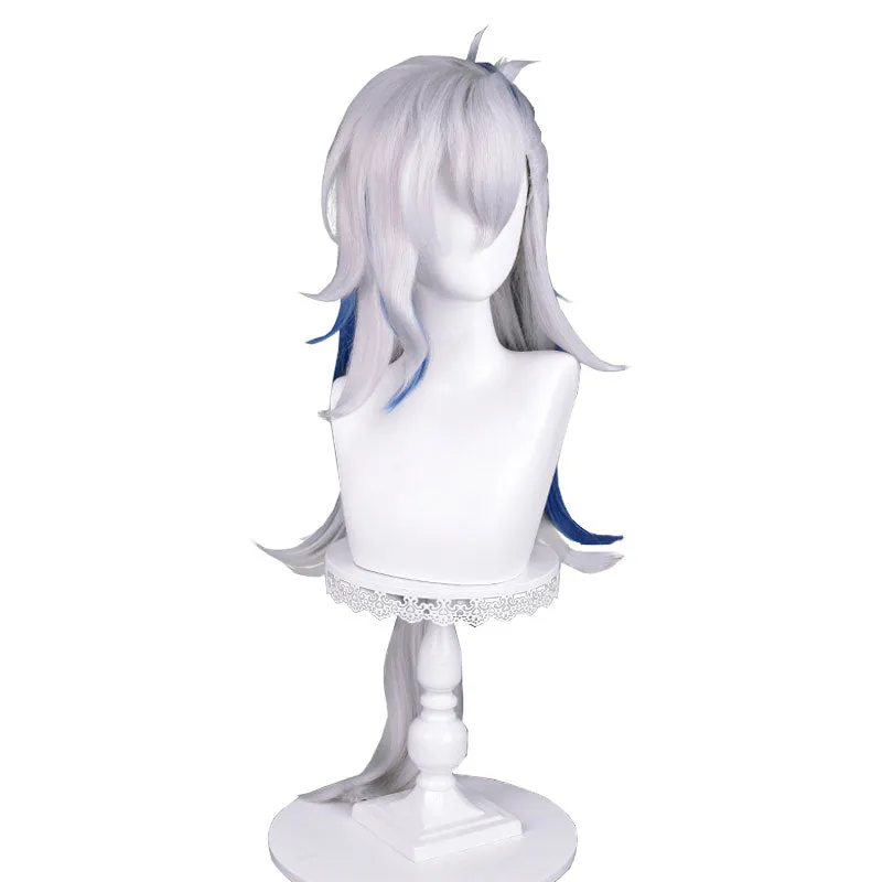 Genshin Impact Fontaine Neuvillette Grey Mixed Blue Cosplay Wig sold by Lemail wig product image thumbnail 4