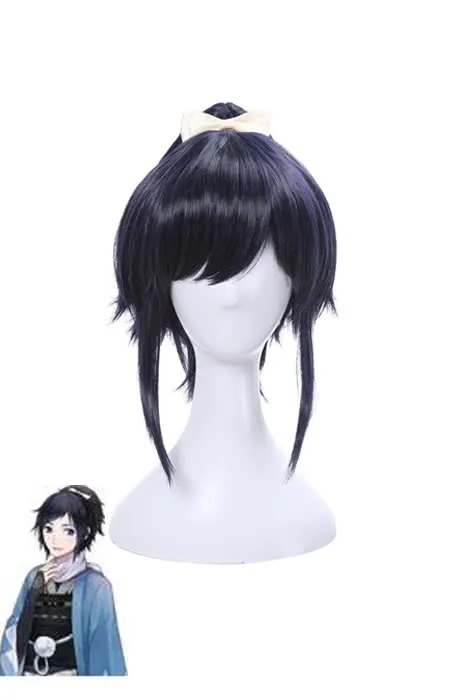 Touken Ranbu Online Yamatonokami Yasusada Blue mixed Black Men Cosplay Wigs sold by Lemail wig product image thumbnail 4