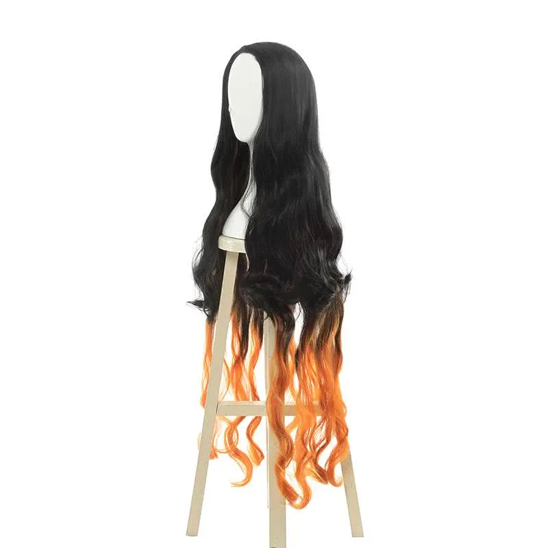 Demon Slayer / Kimetsu no Yaiba Kamado Nezuko Long Curly Gradient Cosplay Wigs sold by Lemail wig product image thumbnail 4