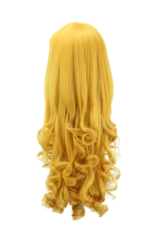 Movie Sleeping Beauty Aurora Cosplay Wigs Women Synthetic Yellow Long Curly Wigs sold by Lemail wig