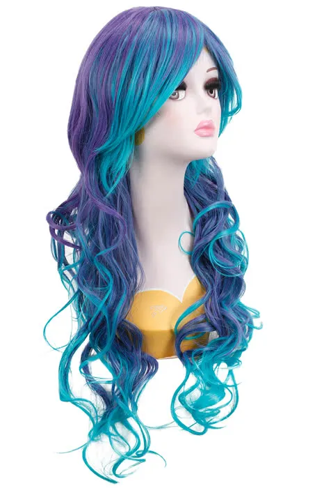 【Last Batch】65cm Long Anime Hairstyle Synthetic Hair Blue Purple Rainbow Long Curly Cosplay Wigs sold by Lemail wig product image thumbnail 4