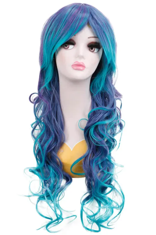 【Last Batch】65cm Long Anime Hairstyle Synthetic Hair Blue Purple Rainbow Long Curly Cosplay Wigs sold by Lemail wig