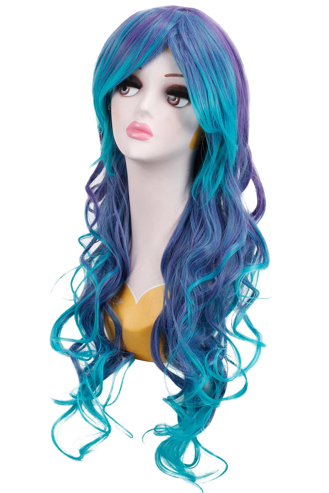 【Last Batch】65cm Long Anime Hairstyle Synthetic Hair Blue Purple Rainbow Long Curly Cosplay Wigs sold by Lemail wig product image thumbnail 2