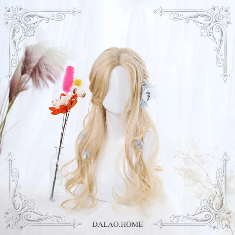 Harajuku Soft Girl Miss Betsy White Gold Long Curly Lolita Wig sold by Lemail wig