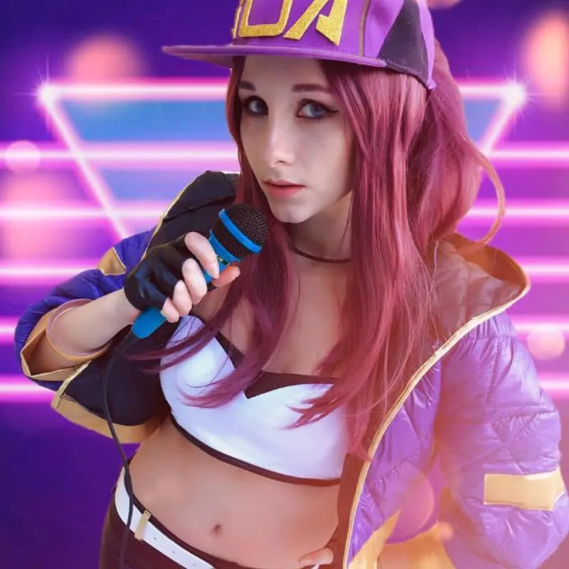 LOL KDA Skin Akali Long Purple Ponytail Cosplay Wigs sold by Lemail wig