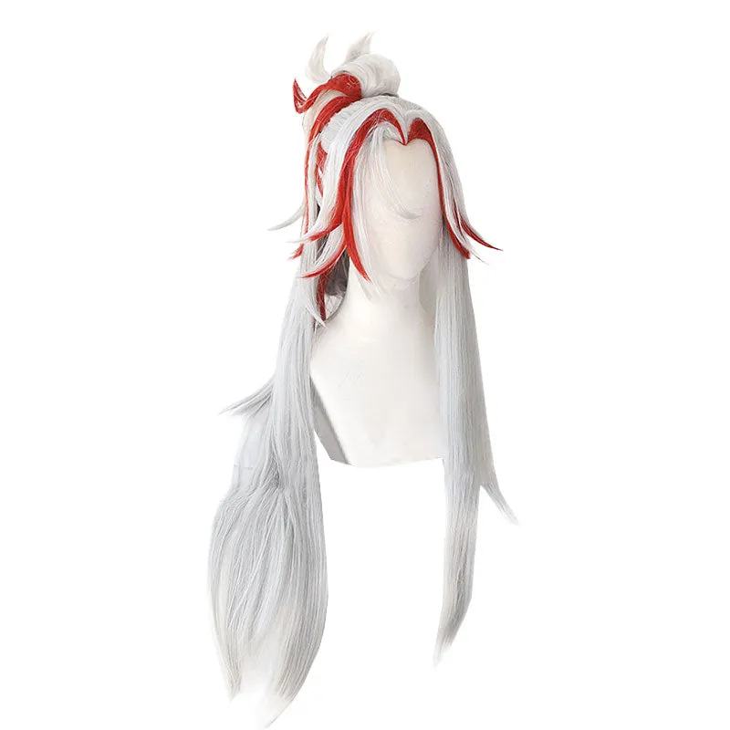LOL Heartsteel Yone Grey Mixed Red Cosplay Wig sold by Lemail wig product image thumbnail 2