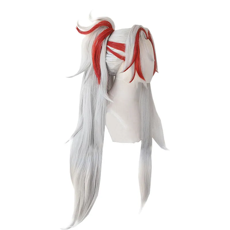LOL Heartsteel Yone Grey Mixed Red Cosplay Wig sold by Lemail wig product image thumbnail 4