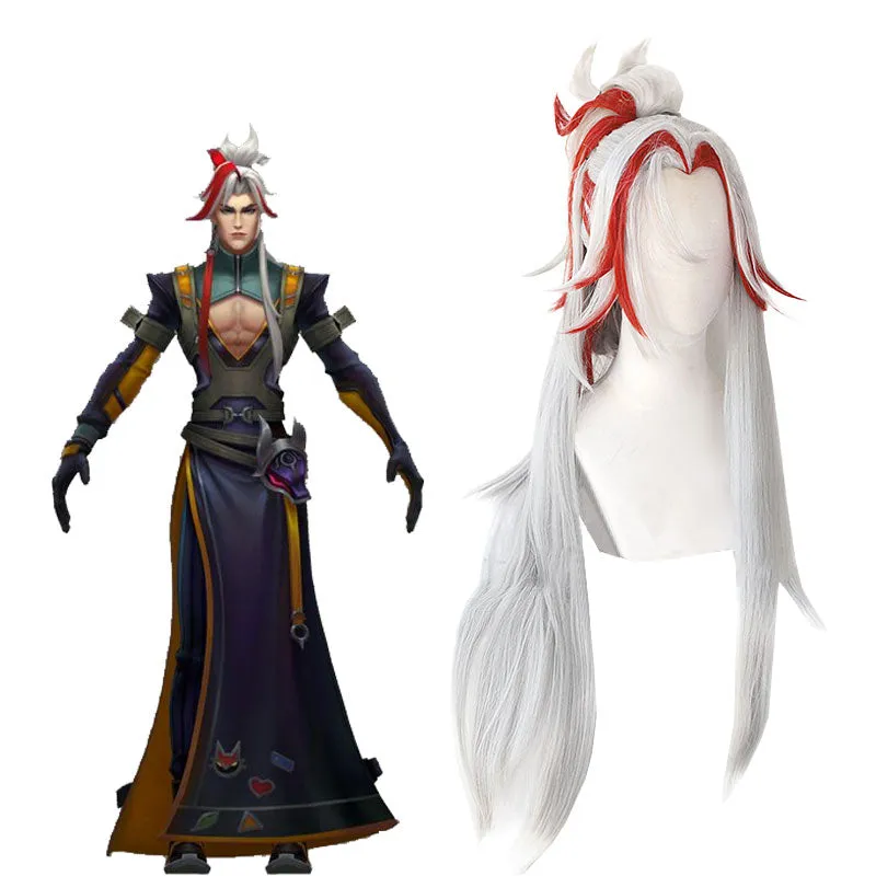 LOL Heartsteel Yone Grey Mixed Red Cosplay Wig sold by Lemail wig